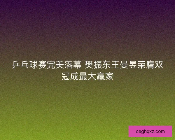 乒乓球赛完美落幕 樊振东王曼昱荣膺双冠成最大赢家